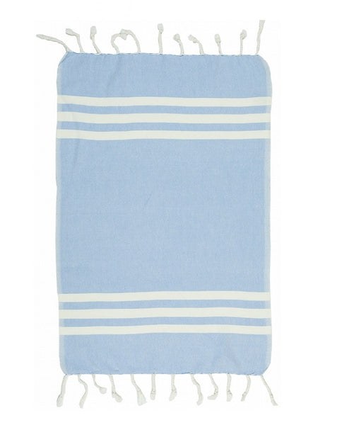 Artisan Turkish towel with fringes, cotton - Shopping Blue